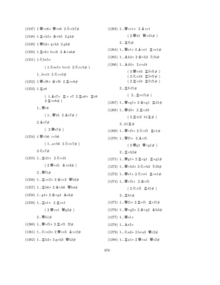 (1247) 1.Q×e6+Q×e6 2.N×h7# 
(1248) 1.R×h5+K×h5 2.g4# 
(1249) 1.Qh3+g×h3 2.g3# 
(1250) 1.Rc6+b×c6 2.B×a6# 
(1251) 1.Nbc5+ 
( 1.Nec5+b×c5 2.N×c5# ) 
1...b×c5 2.N×c5# 
(1252) 1.Q×f8+K×f8 2.R×c8# 
(1253) 1.Ra8 
( 1.Be7+R× e7 2.Ra8+Re8 
3.R×e8# ) 
1...Qc6 
( 1...Qb5 2.Be7# ) 
2.Be7# 
( 2.Qe7# ) 
(1254) 1.Q×b6 c×b6 
( 1...a×b6 2.N×c7# ) 
2.Nc7# 
(1255) 1...Rd1+2.N×d1 
( 2.Q×d1 B×e3# ) 
2...Qf1# 
(1256) 1...R×c2+2.K×c2 Qb2# 
(1257) 1...Rh6+2.K×h6 Qh4# 
(1258) 1...g4+2.K×g4 Be2# 
(1259) 1...Re1+2.R×e1 
( 2.Q×e1 Qg2# ) 
2...Qh1# 
(1260) 1...Q×f1+2.R×f1 f2# 
(1261) 1...N×e3+2.Q×e3 B×c2# 
(1262) 1...Rh3+2.g×h3 Qh2# 
(1263) 1...Q×c1+2.B×c1 
( 2.Qd1 Q×d1# ) 
2...Rf1# 
(1264) 1...Qe1+2.B×e1 R×e1# 
(1265) 1...Bh3+2.K×h3 Nf4# 
(1266) 1...Bd4+2.c×d4 
( 2.Q×d4 Rf×f1# ) 
( 2.N×d4 f×f1# ) 
( 2.R×d4 Rf×f1# ) 
2...Rf×f1# 
( 2...Re×f1# ) 
(1267) 1...Q×g1+2.K×g1 Rd1# 
(1268) 1...Qd3+2.R×d3 
( 2.R1e2 h1R# ) 
2...h1R# 
(1269) 1...Q×f1+2.N×f1 Rc1# 
(1270) 1...Qf1+2.B×f1 
( 2.Qg1 Q×g1# ) 
2...R×h2# 
(1271) 1...Qg1+2.R×g1 R×g1# 
(1272) 1...Q×h3+2.N×h3 Nf3# 
(1273) 1...Qe1+2.N×e1 R×e1# 
(1274) 1...Q×f1+2.K×f1 
( 2.N×f1 Rd1# ) 
2...Rh1# 
(1275) 1...Qf1+2.R×f1 R×f1# 
(1276) 1...Q×g2+2.K×g2 Bh3# 
(1277) 1...Qe1+ 
(1278) 1...Be2+ 
(1279) 1...Na3+2.b×a3 Qc2# 
(1280) 1...Ra1+2.Q×a1 Qc2# 
970 
 