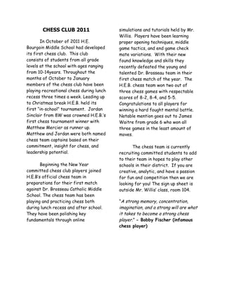 Chess club 2011 article