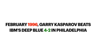 FEBRUARY1996,GARRYKASPAROVBEATS
IBM'SDEEPBLUE4-2INPHILADELPHIA