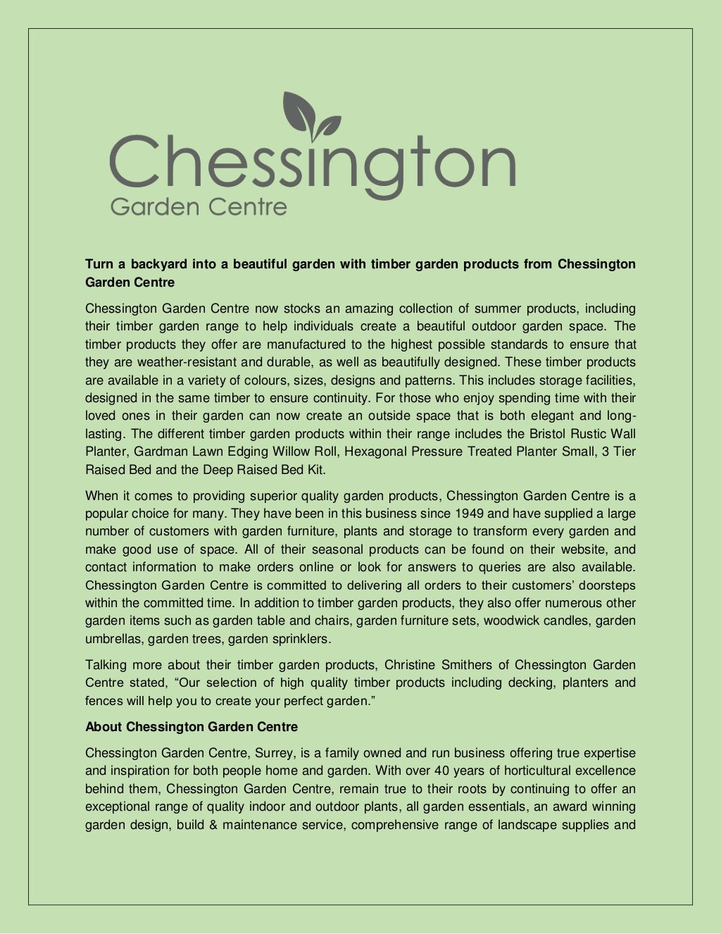 Chessington garden centre