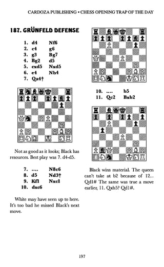 BRUCE ALBERSTON
188. GRiiNFELD DEFENSE
1. d4 Nf6
2. c4 g6
3. Nc3 d5
4. cxd5 Nxd5
5. e3 Bg7
6. Bc4 Nb6
7. Bb3 c6
8. N£3 Nbd...