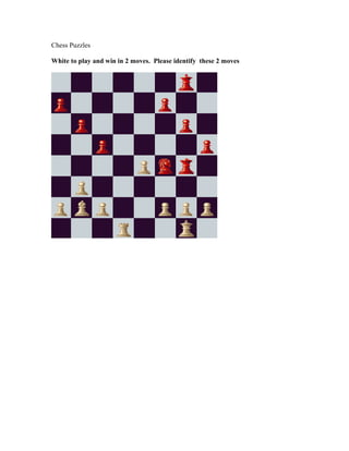 Chess Puzzles
White to play and win in 2 moves. Please identify these 2 moves
 