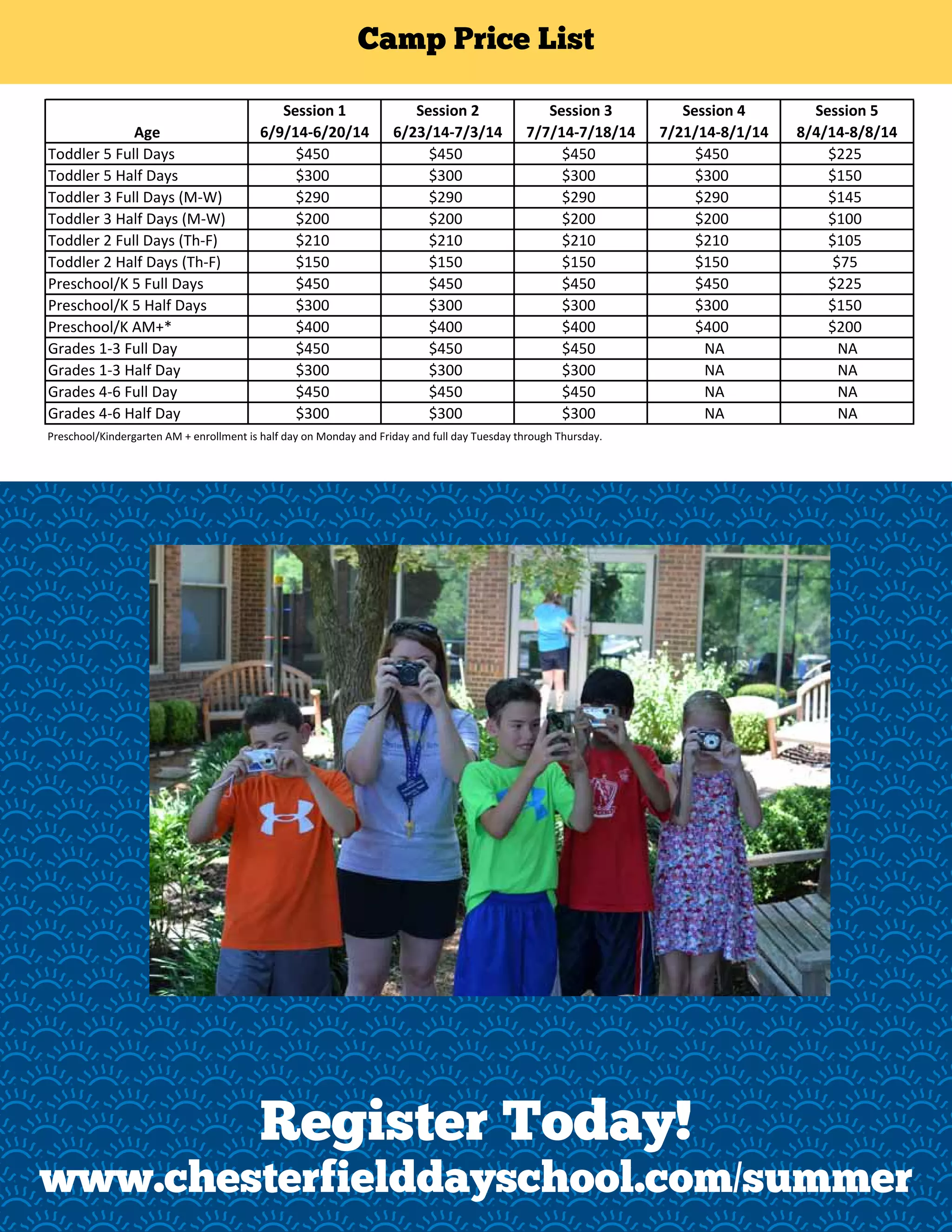 Chesterfield Day School 2014 Summer Program Brochure PDF