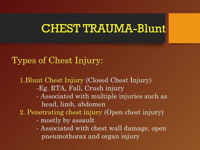CHEST INJURY- BLUNT- Trauma Surgery | PPT | Death, Injury, or Military ...