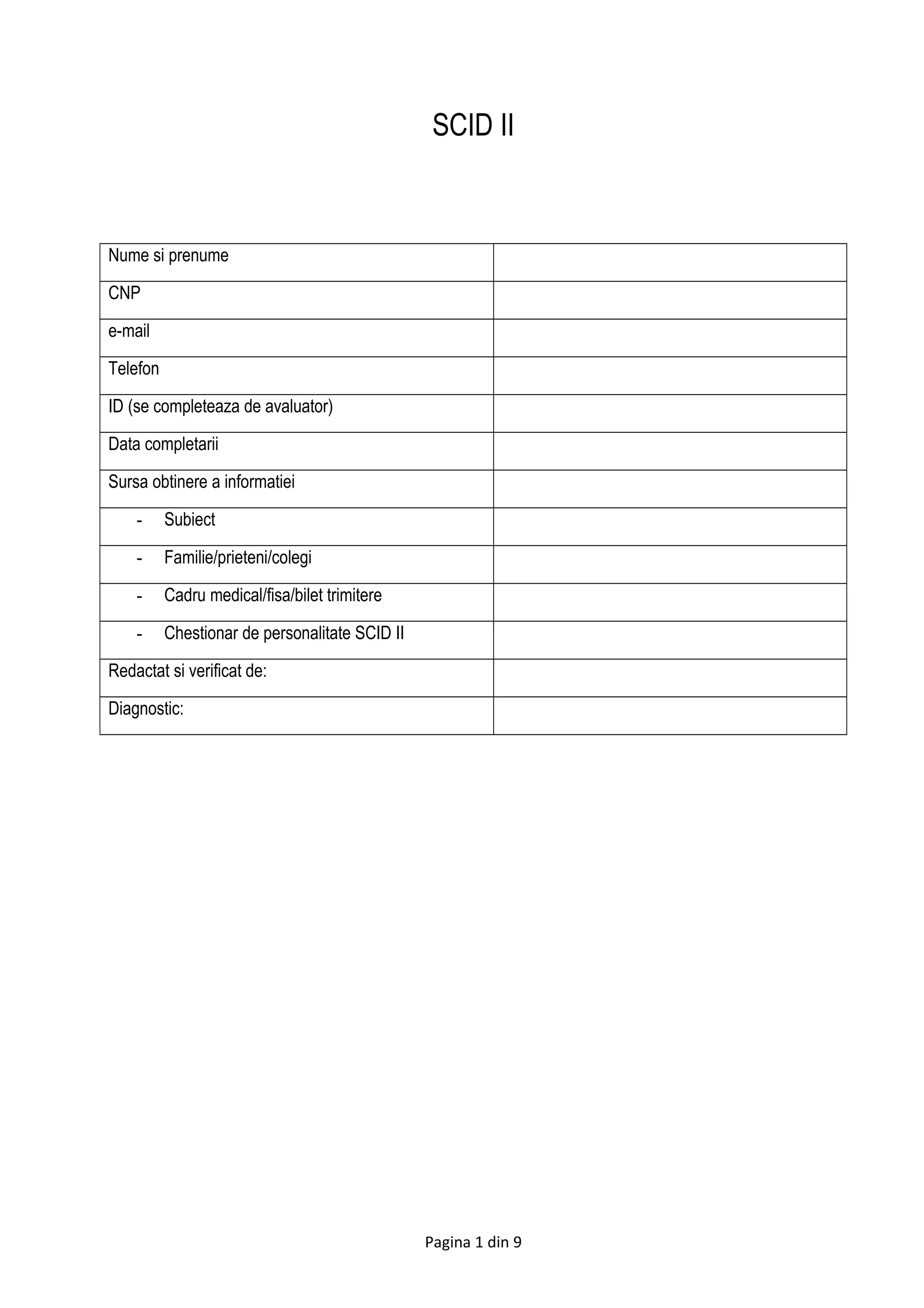 Chestionar 3 scid ii | PDF