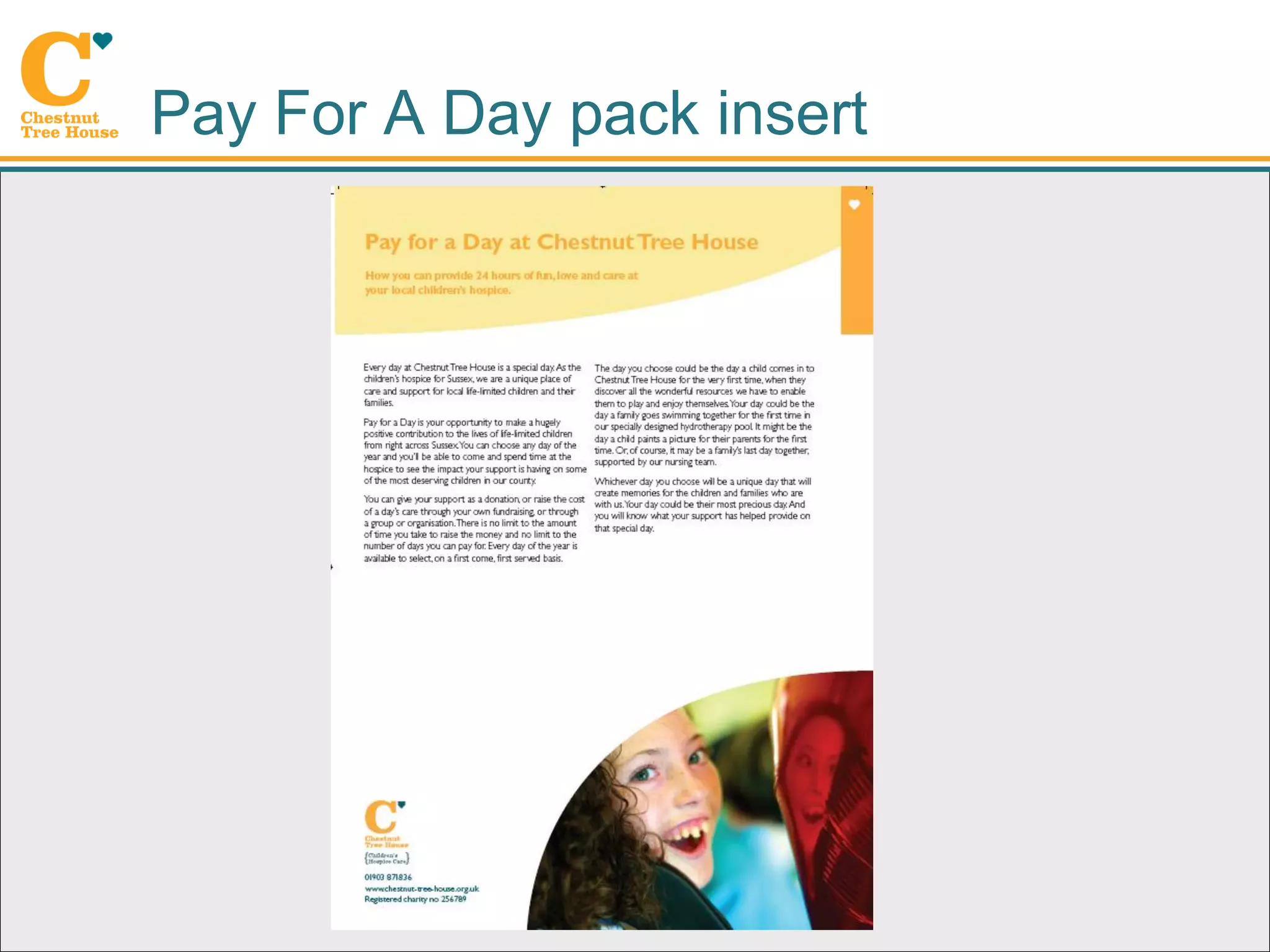 Pay For A Day pack insert
 