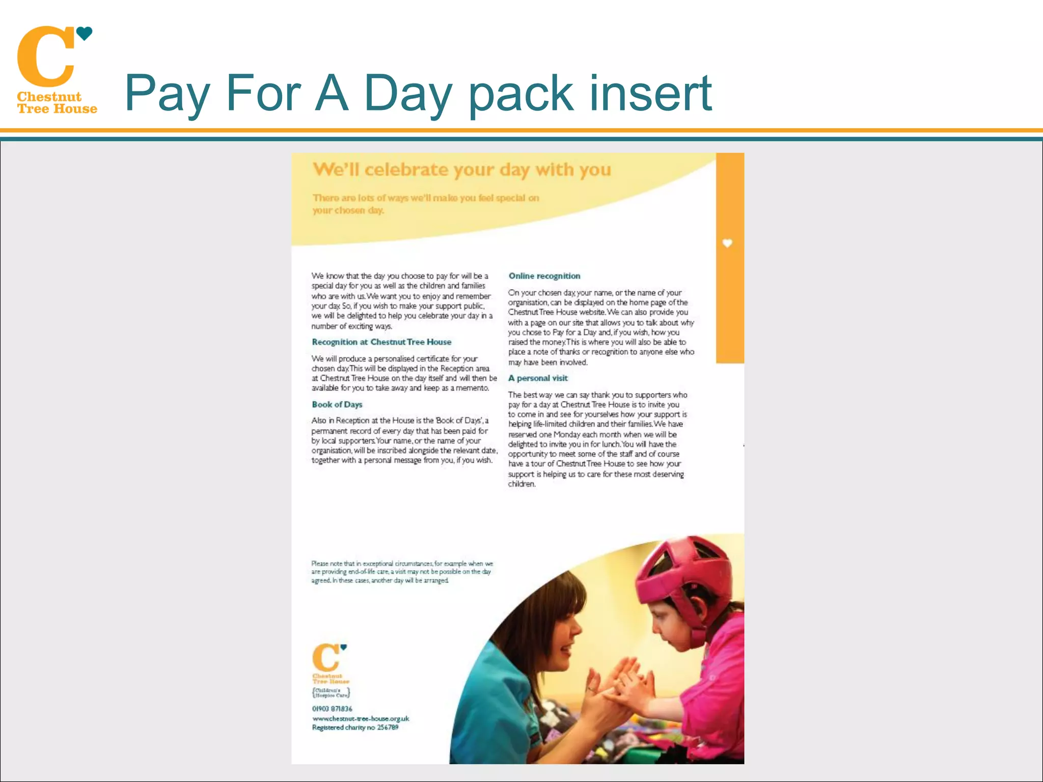 Pay For A Day pack insert
 