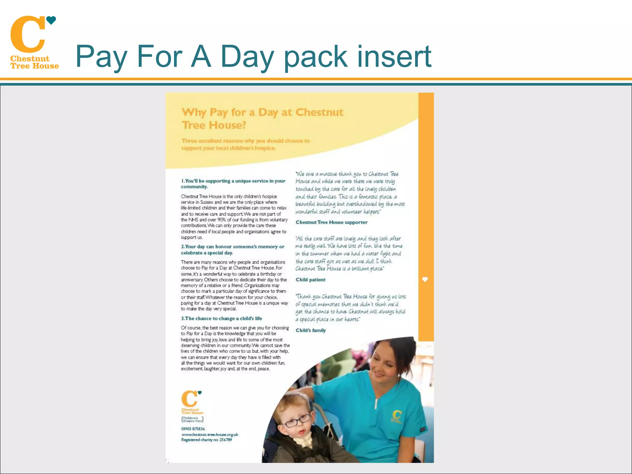 Pay For A Day pack insert
 