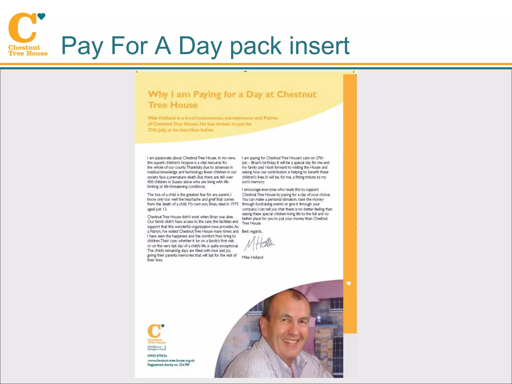 Pay For A Day pack insert
 