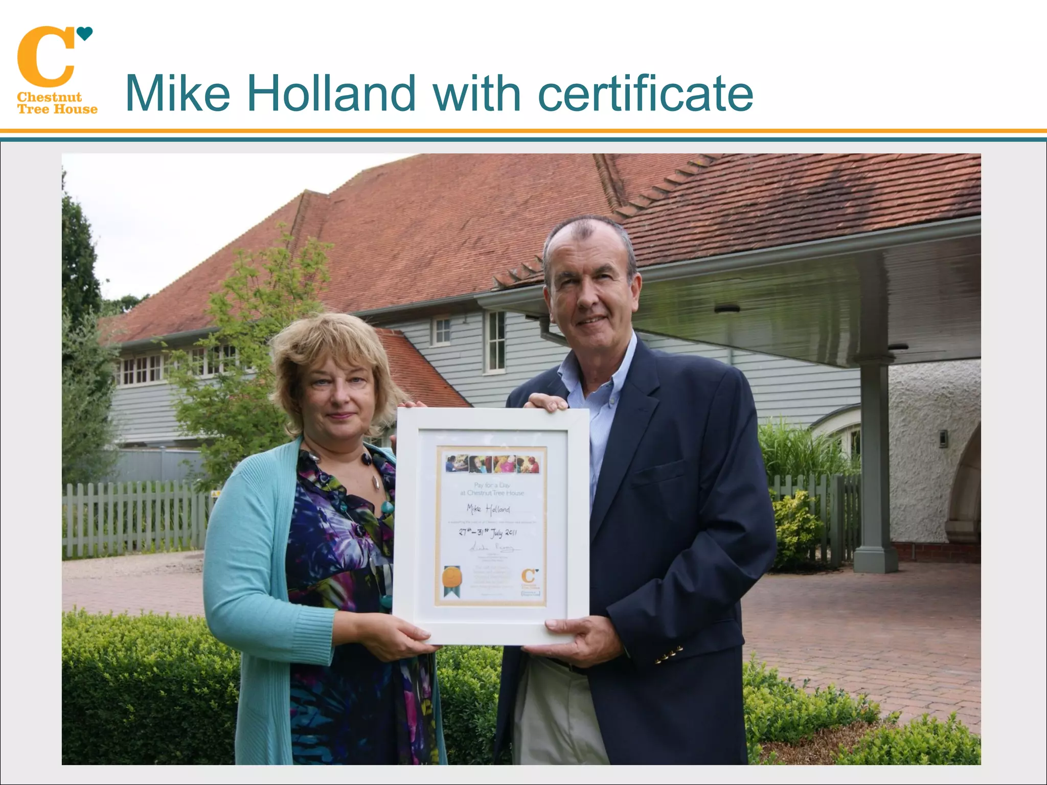 Mike Holland with certificate
 