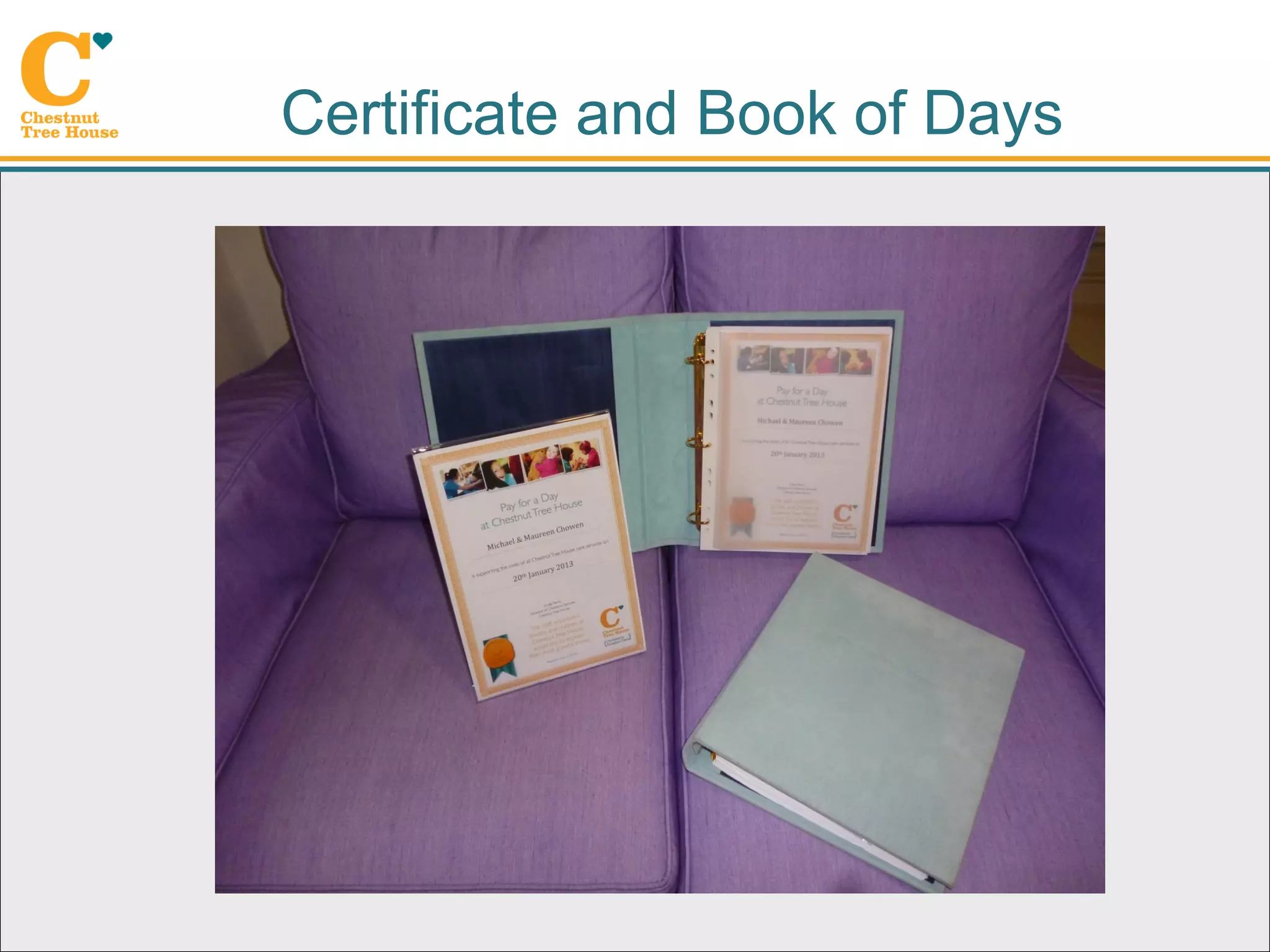 Certificate and Book of Days
 