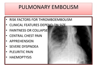 Respiratory  causes  of  chest  pain1.Pulmonary  embolismTension  pneumothorax2.3.pneumonia