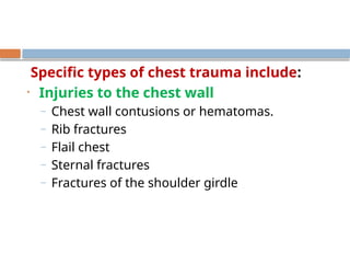 Chest Fragmentation Injuries CHEST TRAUMA -anatomy. structures at risk, management | PPTX