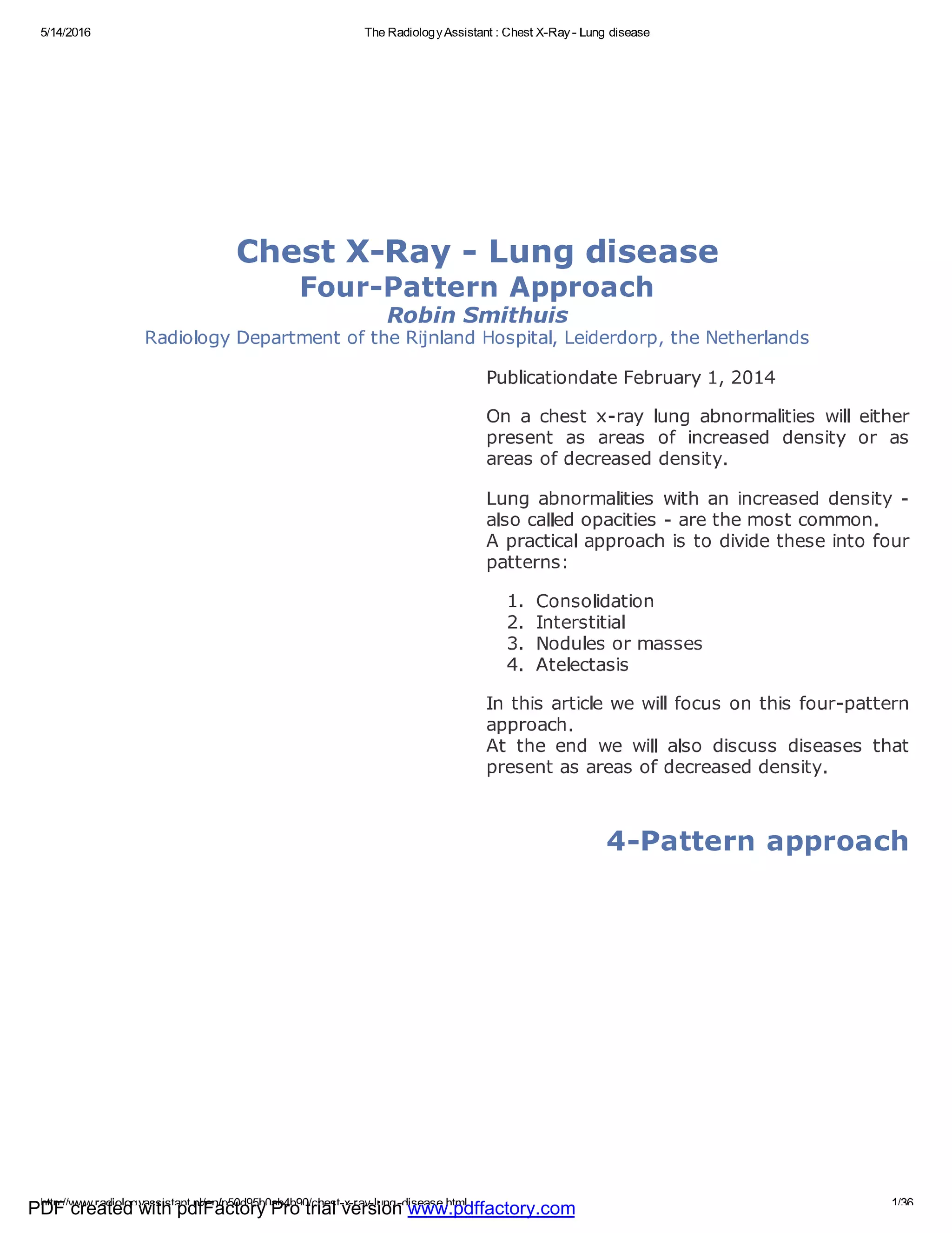 Chest x ray - lung disease | PDF