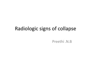 Radiologic signs of collapse

                 Preethi .N.B
 