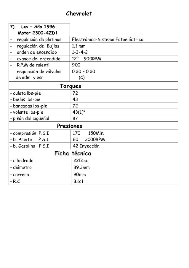 Tabla de compresión de motores a gasolina pdf