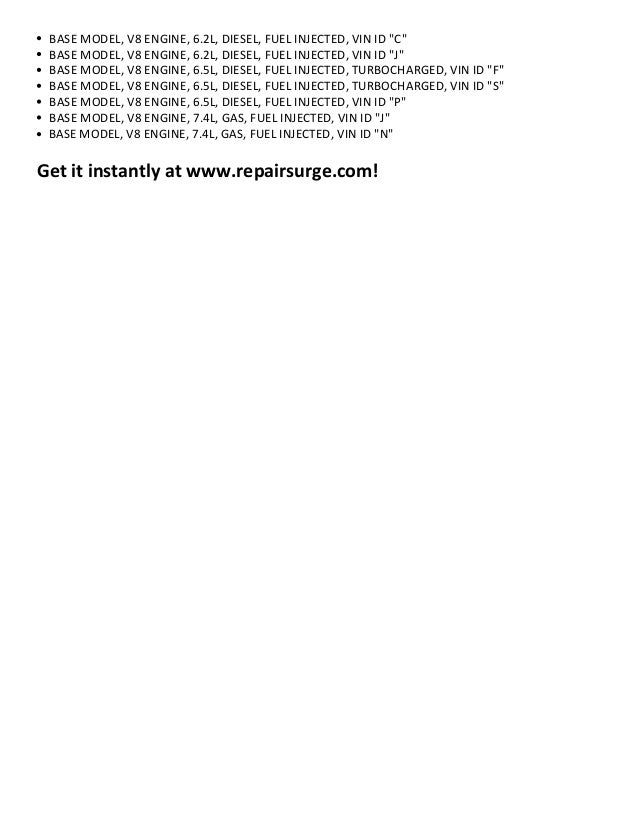 Chevrolet K2500 Repair Manual 1990-2000