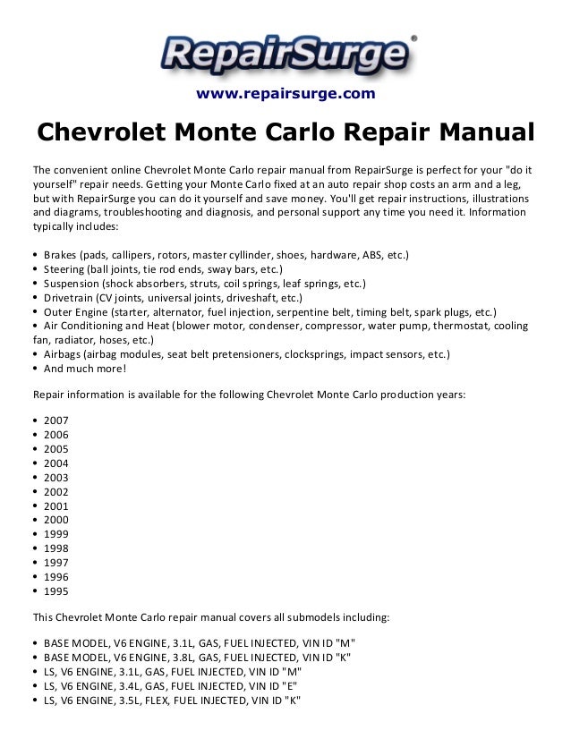 2001 Chevrolet Monte Carlo Fuse Diagram Wiring Schematic