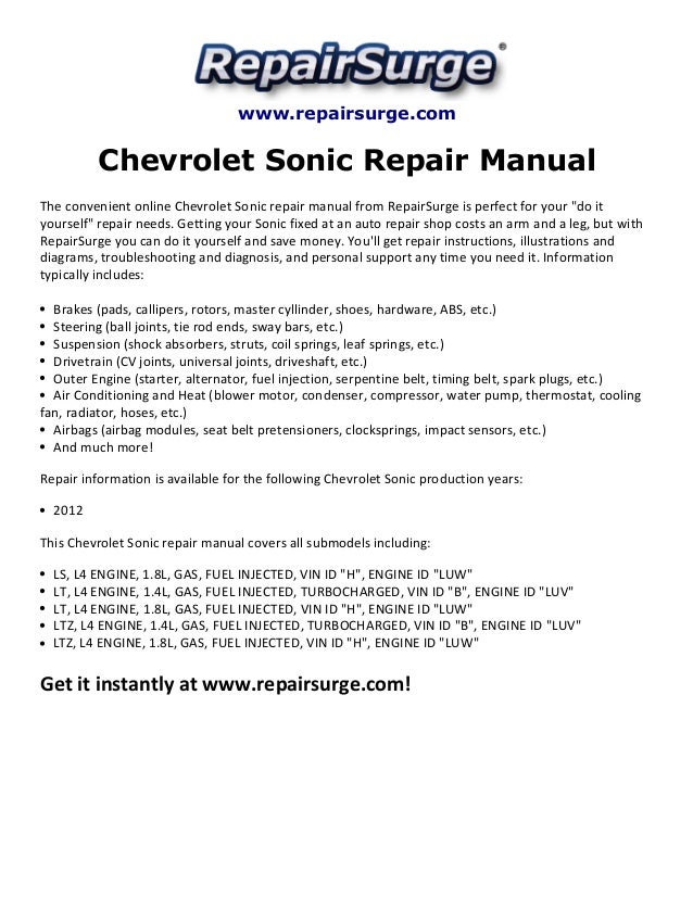 2012 chevy sonic manual book