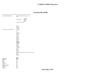 OBD GROUP: 11OBDG01
TEST GROUP: BGMXV01.4001 Fed---
GENERAL MOTORS LLC
Fault Bundles (ECM)
Emission Stds/Class: Cal--- Bin4/PC
Bin4/PC
LowFuelConditionDiagnostic
AND
FuelLevel
DataFault
P0462
P0463
Transfer Pump is Commanded On
Fuel
Volume in
Primary
Fuel Tank
< 0.0 liters
AND
Fuel
Volume in
Secondar
y Fuel
Tank •
0.0 liters
AND
Transfer
Pump on
Time <
Transfer
PumpOn
TimeLimi
t Table
AND
Transfer
Pump had
been Off
for at
least 0.0
seconds
AND
AND
Engine
Running
Long Name
Short
Name
Bank B
Brake Brk
Circuit Ckt
Engine Eng
Fault Active FA
Intake Intk
Naturally Aspirated NA
Performance Perf
Position Pstn
Pressure Press
Evap Diagnostic (Purge Valve Leak Test, Large Leak
Flag set to TRUE if the fuel level < 10 %
No Active DTCs:
for at least 30 seconds.
REVISED
Fault Bundles (ECM)
11 OBDG01 HYBRID Diagnostics
Page 1080 of 1087
 