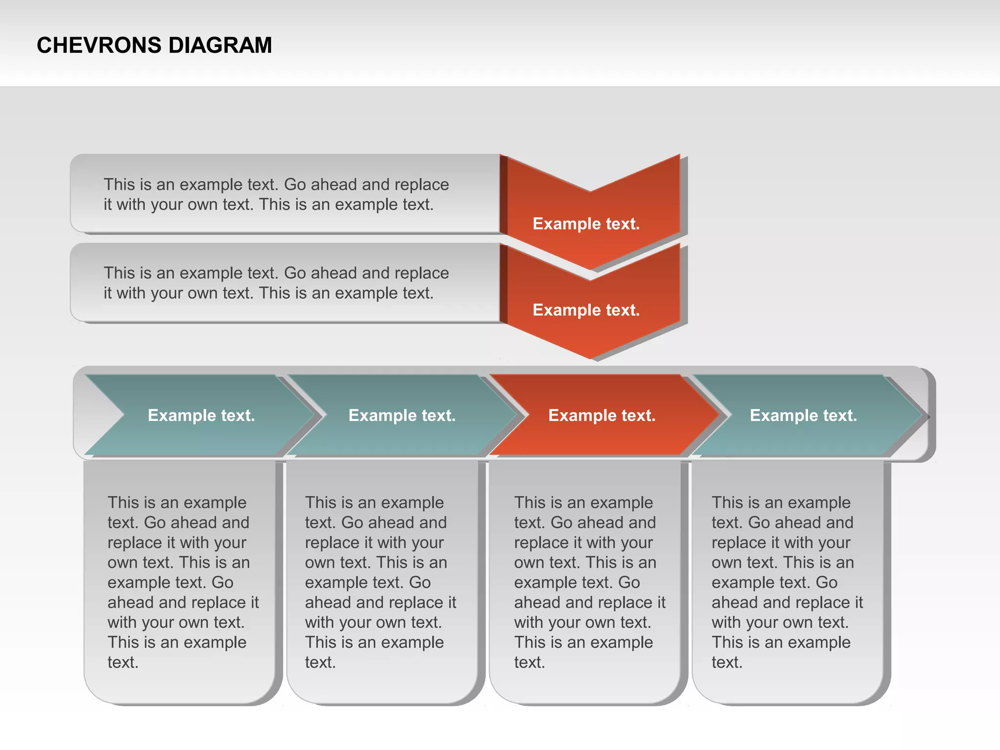 Chevron with Text Boxes Diagram | PPT
