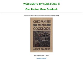 Unlimited Ebook Chez Panisse Menu Cookbook Full Online