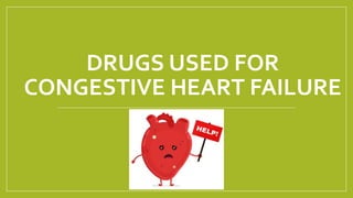 DRUGS USED FOR
CONGESTIVE HEART FAILURE
 