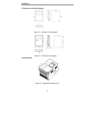 Installation
12
3.3 Dimensions of External Keypad
Figure 3.4 Dimension of small keypad.
Figure 3.5 Dimension of big keypad.
3.4 Disassembly
Figure 3.6 Disassembly of plastic cover.
 