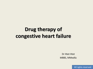 Dr Htet Htet
MBBS, MMedSc
Drug therapy of
congestive heart failure
All rights reserved
 