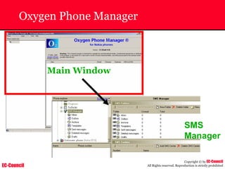 EC-Council
Copyright © by EC-Council
All Rights reserved. Reproduction is strictly prohibited
Oxygen Phone Manager
Main Window
SMS
Manager
 