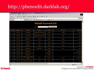EC-Council
Copyright © by EC-Council
All Rights reserved. Reproduction is strictly prohibited
http://phenoelit.darklab.org/
 