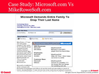 EC-Council
Copyright © by EC-Council
All rights reserved. Reproduction is strictly prohibited
Case Study: Microsoft.com Vs
MikeRoweSoft.com
 