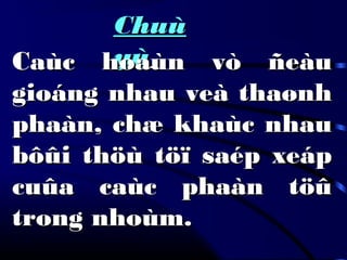 ChuùChuù
yùyùCaùc hoaùn vò ñeàuCaùc hoaùn vò ñeàu
gioáng nhau veà thaønhgioáng nhau veà thaønh
phaàn, chæ khaùc nhauphaàn, chæ khaùc nhau
bôûi thöù töï saép xeápbôûi thöù töï saép xeáp
cuûa caùc phaàn töûcuûa caùc phaàn töû
trong nhoùm.trong nhoùm.
 