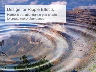 Design for Ripple Effects
Harness the abundance you create
to create more abundance.
 