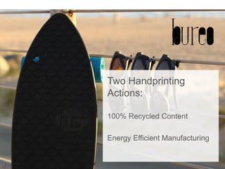 Two Handprinting
Actions:
100% Recycled Content
Energy Efficient Manufacturing
 
