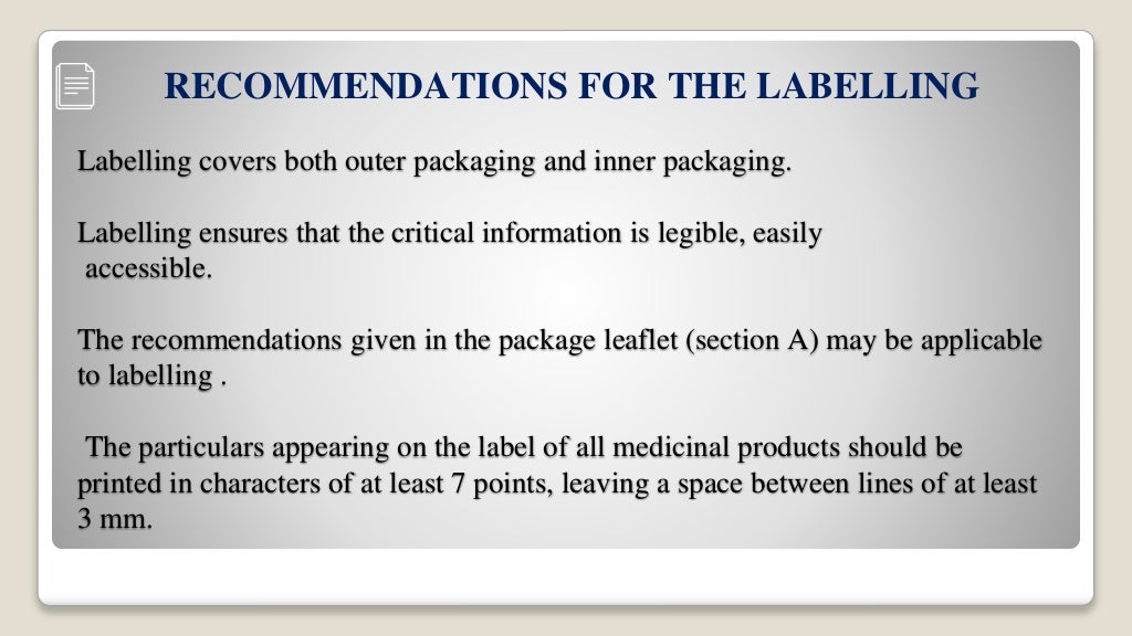 labelling of drugs and cosmetics in European Union