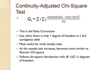 Continuity-Adjusted Chi-Square
Test

 