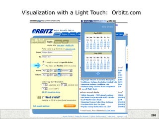 266
Visualization with a Light Touch: Orbitz.com
 
