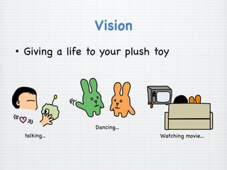 Vision
talking...
Dancing...
Watching movie...
•  Giving a life to your plush toy
 