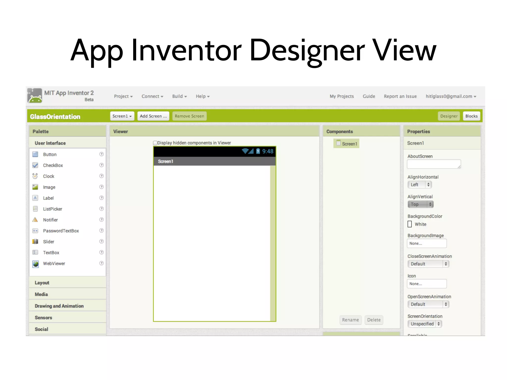 App Inventor Designer View
 