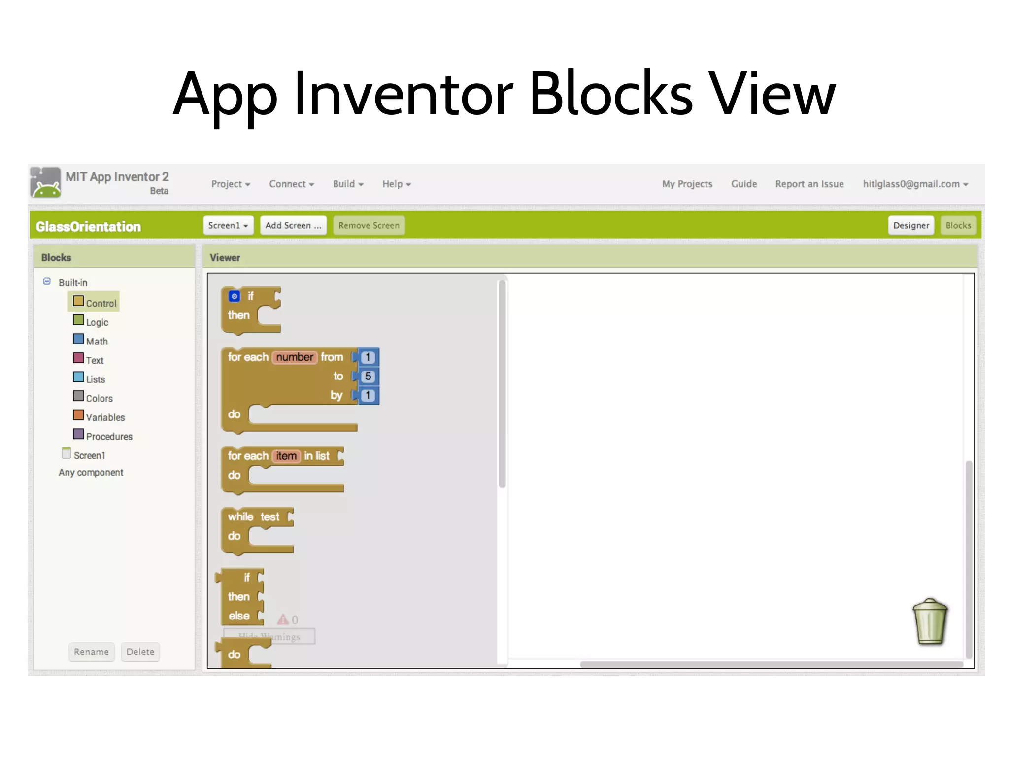 App Inventor Blocks View
 