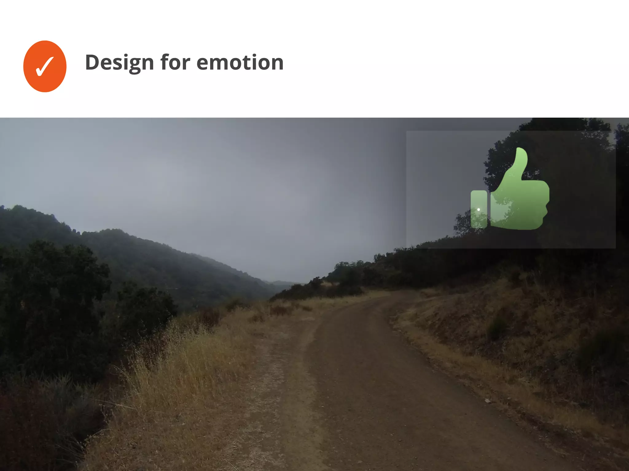 ✓ Design for emotion
thumbs up viewsnap - running
 