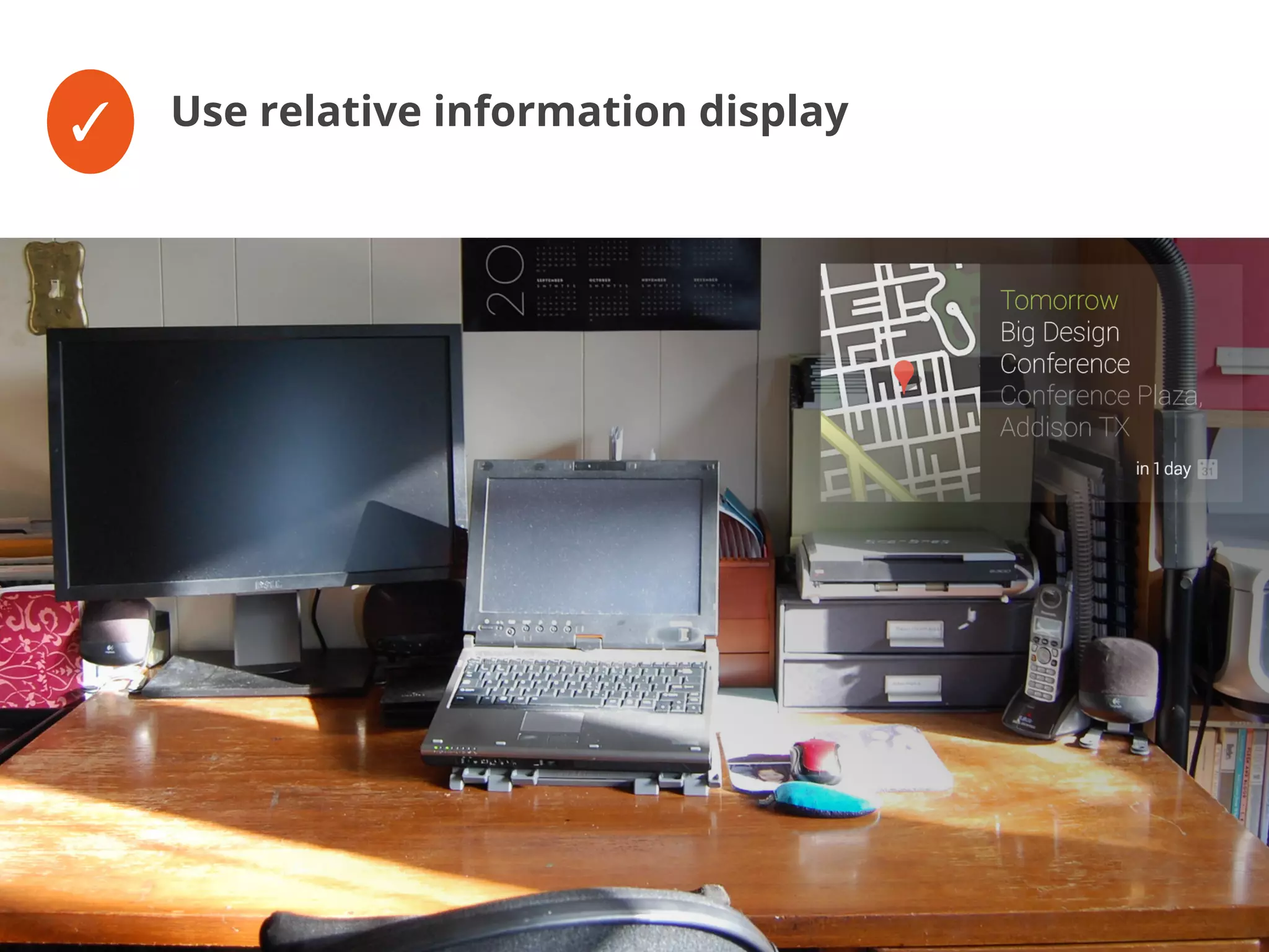 ✓ Use relative information display
calendar card - in 10 minutes, Fri - viewsnap
 