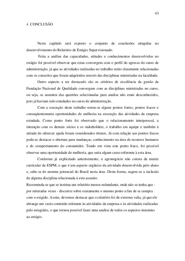 Relatorio de conclusao de estagio supervisionado
