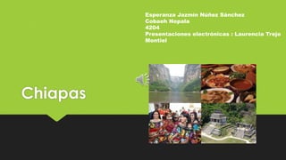 Chiapas
Esperanza Jazmín Núñez Sánchez
Cobaeh Nopala
4204
Presentaciones electrónicas : Laurencia Trejo
Montiel
 