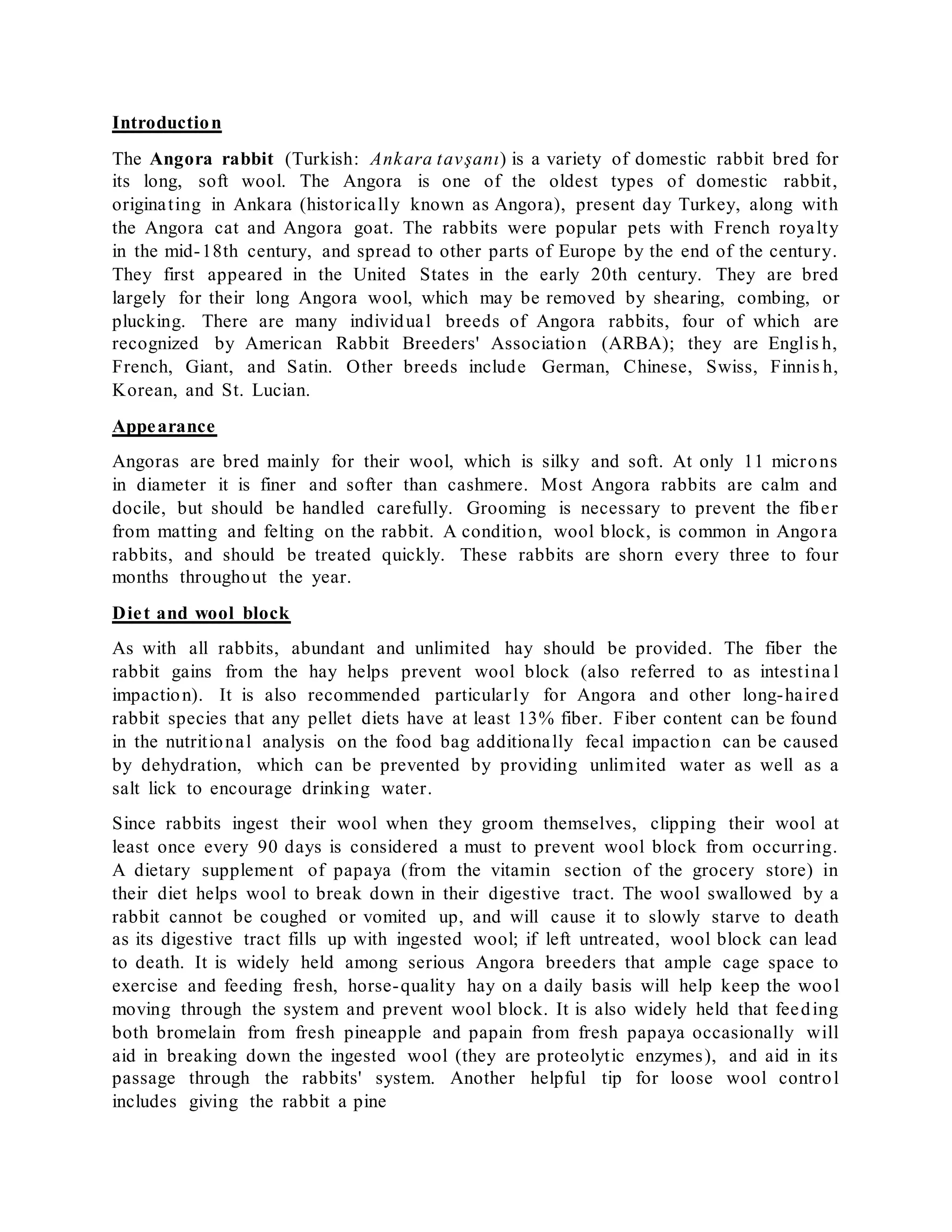 An over view on Angora THE ANIMAL FIBER | DOCX