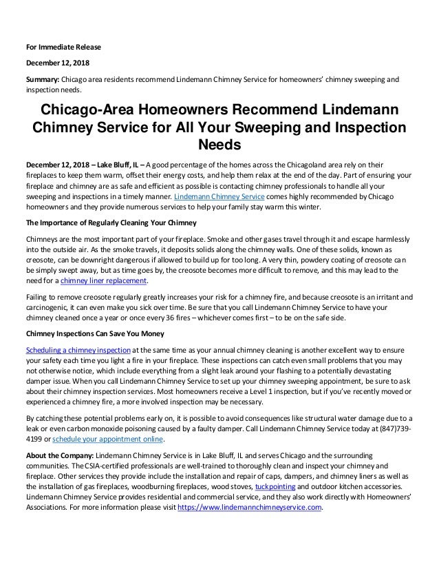 ChicagoArea Homeowners Lindemann Chimney Service for All