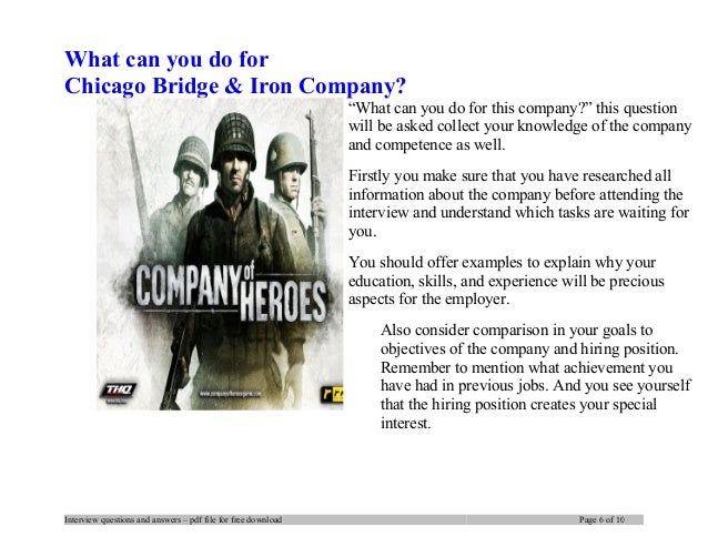 Chicago bridge & iron company interview questions and answers