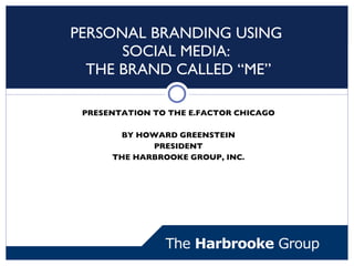 [object Object],[object Object],[object Object],[object Object],PERSONAL BRANDING USING  SOCIAL MEDIA:  THE BRAND CALLED “ME” 