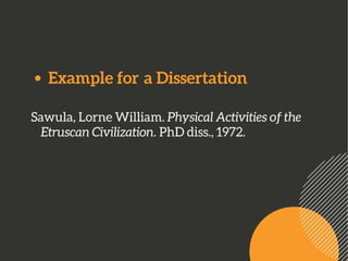 Chicago Formatting Style